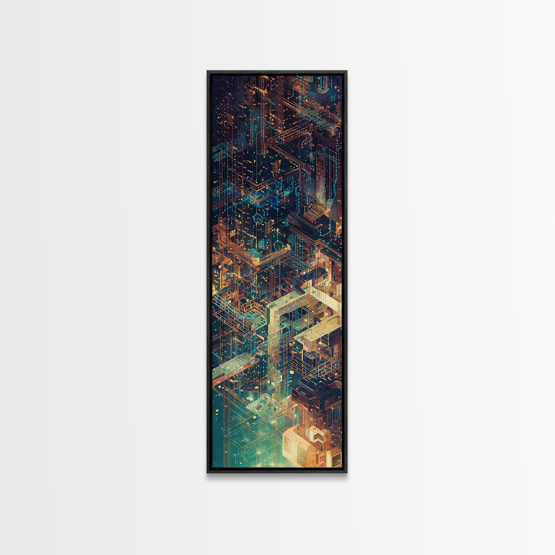 Neon Cyberpunk Megacity Wall Art, Futuristic Cityscape Canvas Print, Modern Urban Decor, Sci Fi Architecture Poster, Tech Noir Gift