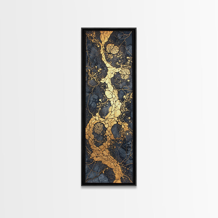 Black Marble Gold Vein Abstract Wall Art, Kintsugi Style Canvas Print, Luxury Modern Decor, Earth Tone Statement Art, Bold Home Decor
