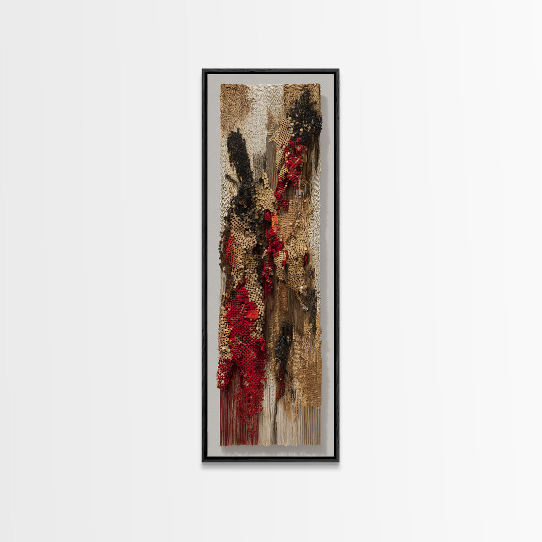 Textured Woven Figure Wall Art, African Fabric Tapestry Decor, Abstract Ethnic Textile Art, Bohemian Home Decor Gift For Her