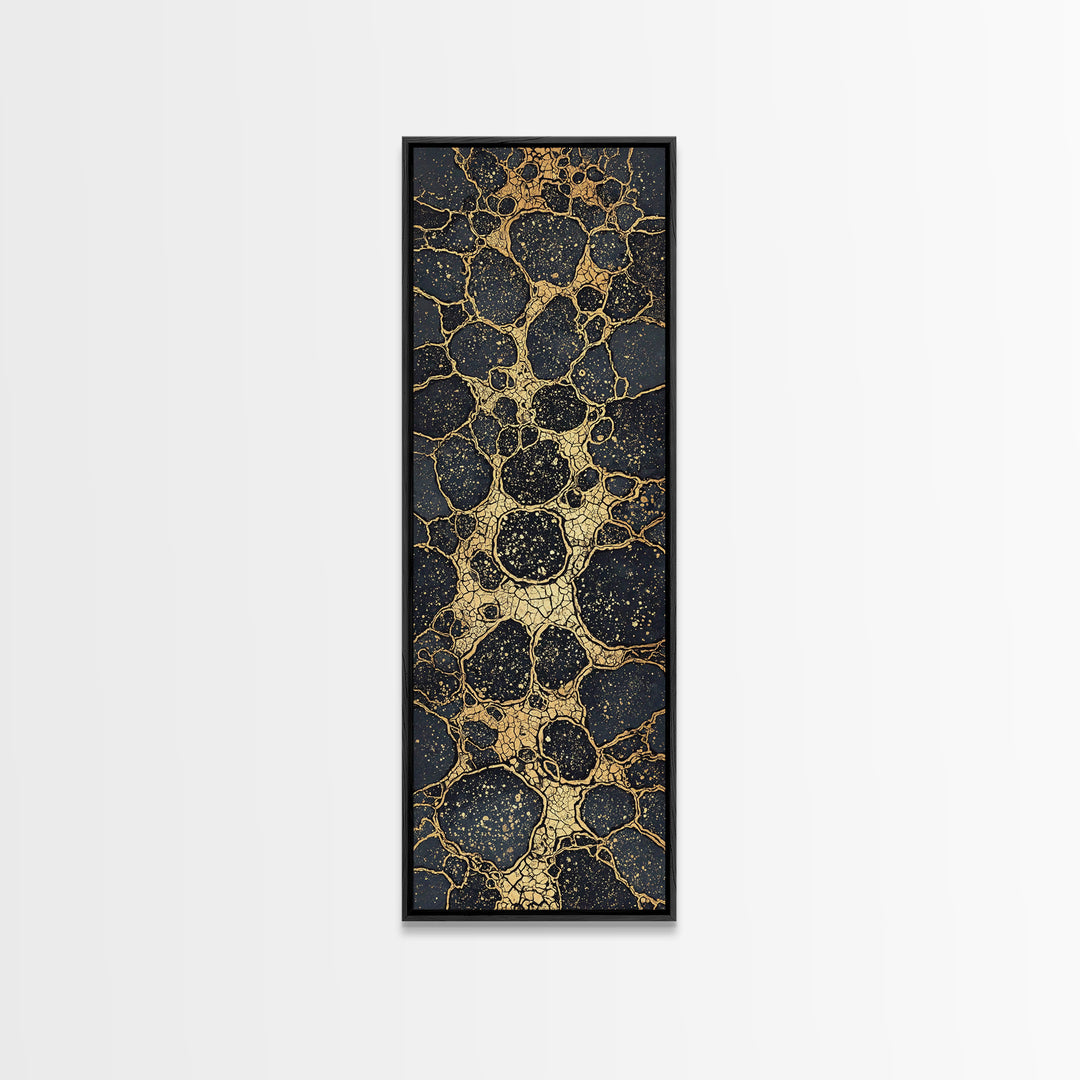 Black Gold Cracked Stone Canvas Print, Abstract African Art Decor, Luxury Modern Wall Art, Earth Tone Statement Piece Gift