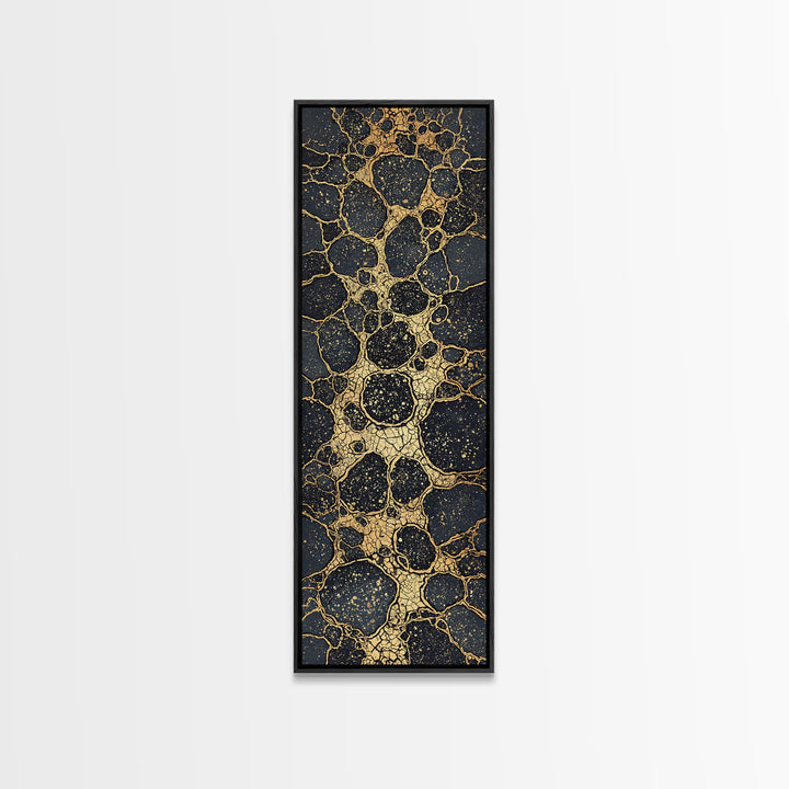 Black Gold Cracked Stone Canvas Print, Abstract African Art Decor, Luxury Modern Wall Art, Earth Tone Statement Piece Gift