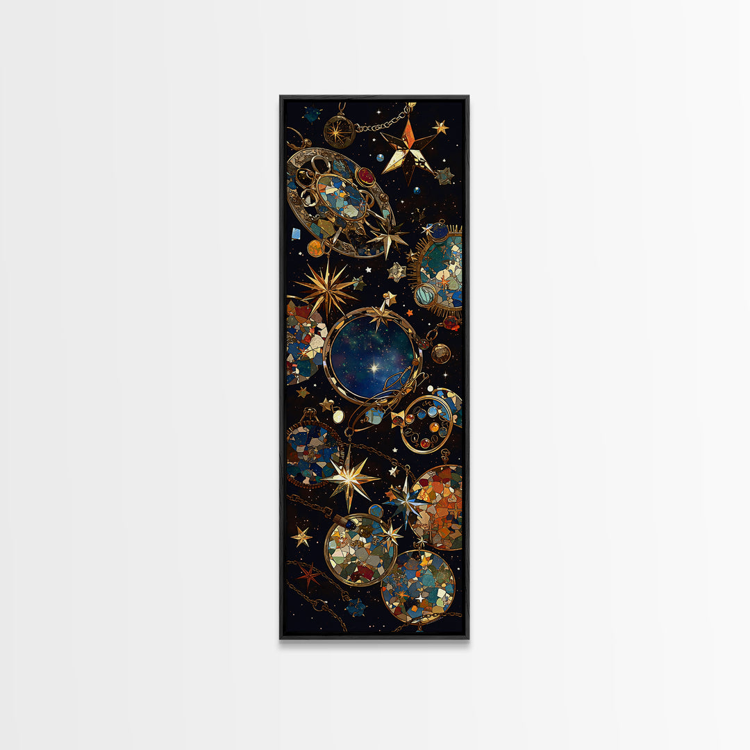 Celestial Orbit Stars Canvas Print, Gold Boho Wall Art, Mystical Galaxy Decor, Luxury Abstract Home Decor Gift For Art Lovers