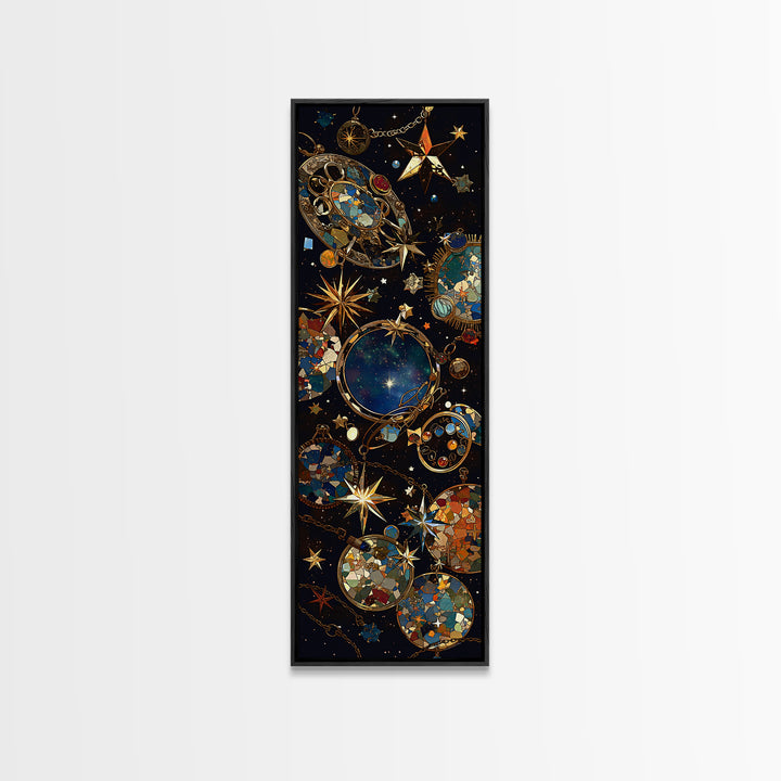 Celestial Orbit Stars Canvas Print, Gold Boho Wall Art, Mystical Galaxy Decor, Luxury Abstract Home Decor Gift For Art Lovers