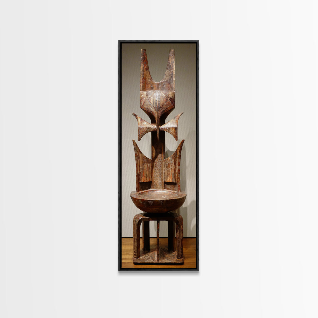 Rustic African Tribal Throne Sculpture Wall Art, African Wood Statue, African Carved Decor, Cultural Home Decor, Unique Gift