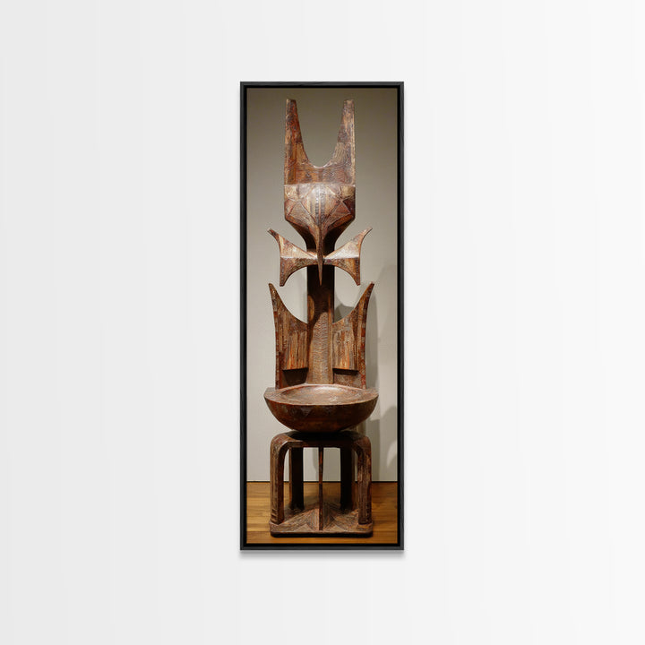 Rustic African Tribal Throne Sculpture Wall Art, African Wood Statue, African Carved Decor, Cultural Home Decor, Unique Gift