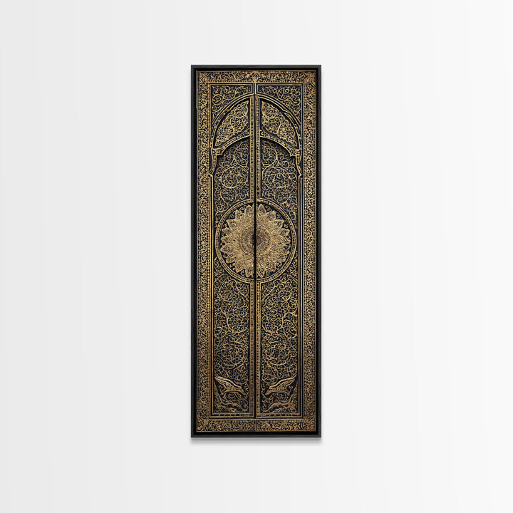 Black Gold Ornate African Door Panels Canvas Print, Tribal Pattern Wall Art, African Home Decor, Cultural Wall Decor Gift
