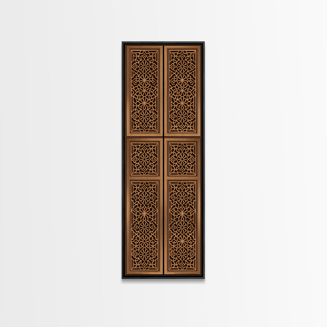 Tan Geometric African Pattern Door Panels Canvas Print, African Tribal Decor, Boho Wall Art, Minimalist Decor, Unique Home Decor