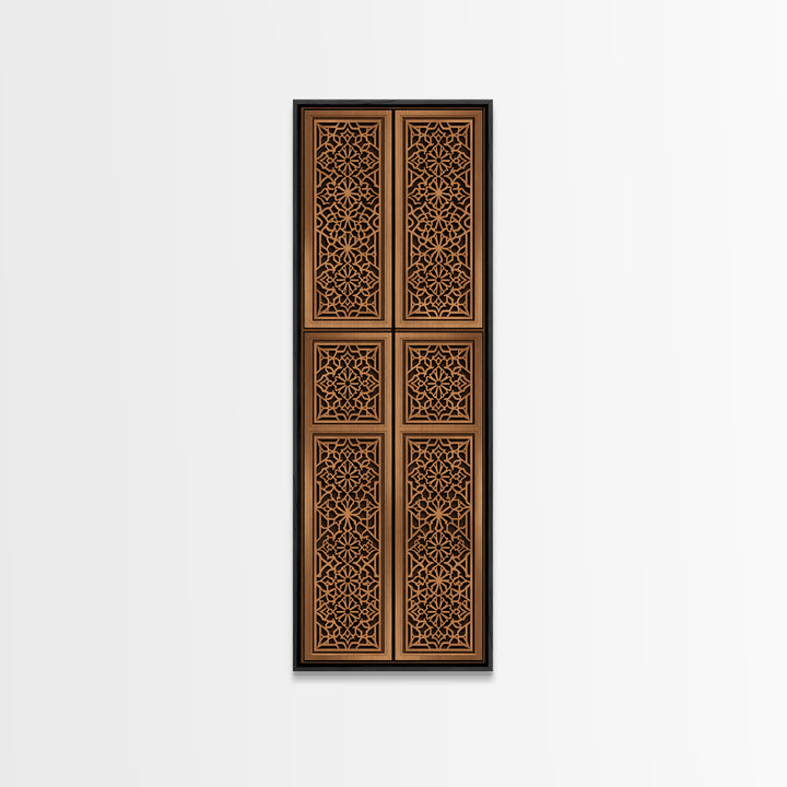 Tan Geometric African Pattern Door Panels Canvas Print, African Tribal Decor, Boho Wall Art, Minimalist Decor, Unique Home Decor