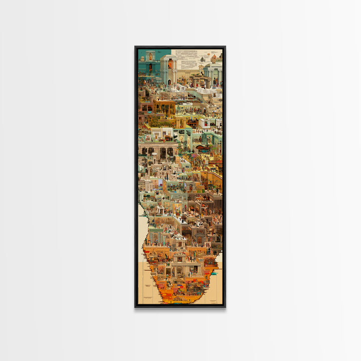 Ancient Egyptian City Collage Wall Art, African Culture Art Print, Historic Temple Poster, Travel Inspired Home Decor, Gallery Art