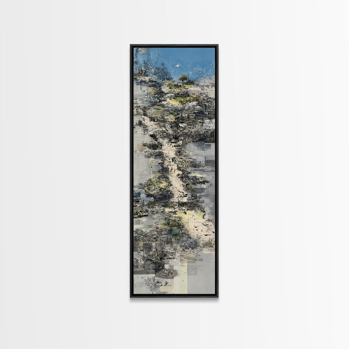 Blue Gray Abstract Pathway Canvas Print, Modern Landscape Wall Art, Textured Art Print, Minimalist Office Decor, Home Decor
