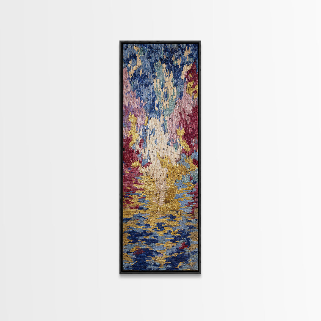 Colorful Abstract Water Reflection Wall Art, Modern African Inspired Decor, Textured Canvas Style, Dreamy Living Room Art