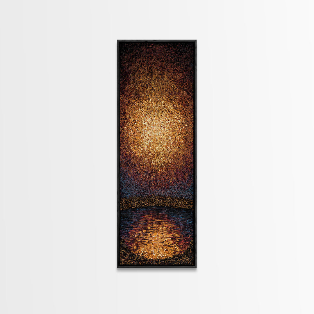 Radiant Golden Pear Light Over Water Wall Art, African Inspired Abstract Painting, Dreamy Wall Decor, Luxury Canvas Gift