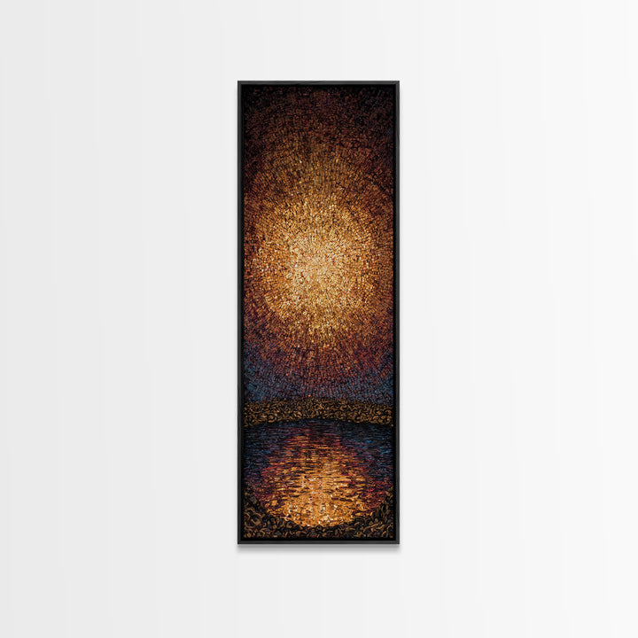 Radiant Golden Pear Light Over Water Wall Art, African Inspired Abstract Painting, Dreamy Wall Decor, Luxury Canvas Gift