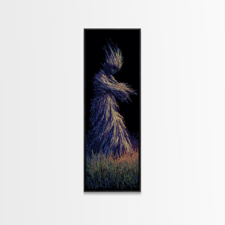 Mystical African Woman Wall Art, Abstract Particle Figure, Spiritual Afrocentric Decor, Elegant Black Goddess Canvas Print