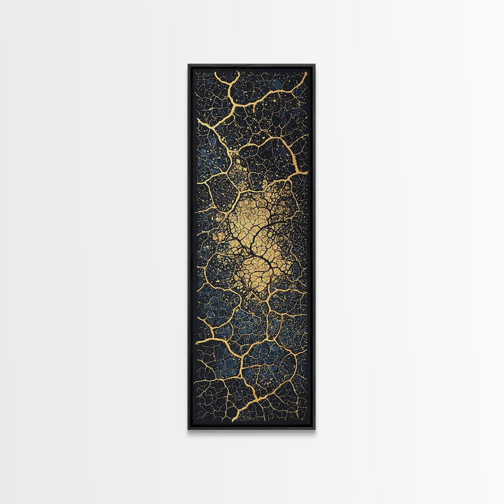 Gold Cracked Earth Abstract Wall Art, Kintsugi Texture Canvas, Modern African Decor, Earth Tone Art, Luxury Statement Piece