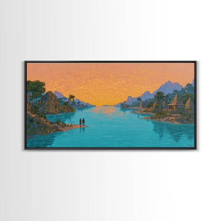 Golden Sunset Island Ruins Canvas Print, African Landscape Wall Art, Tropical Nature Scene Art, Coastal Home Decor Gift For Her