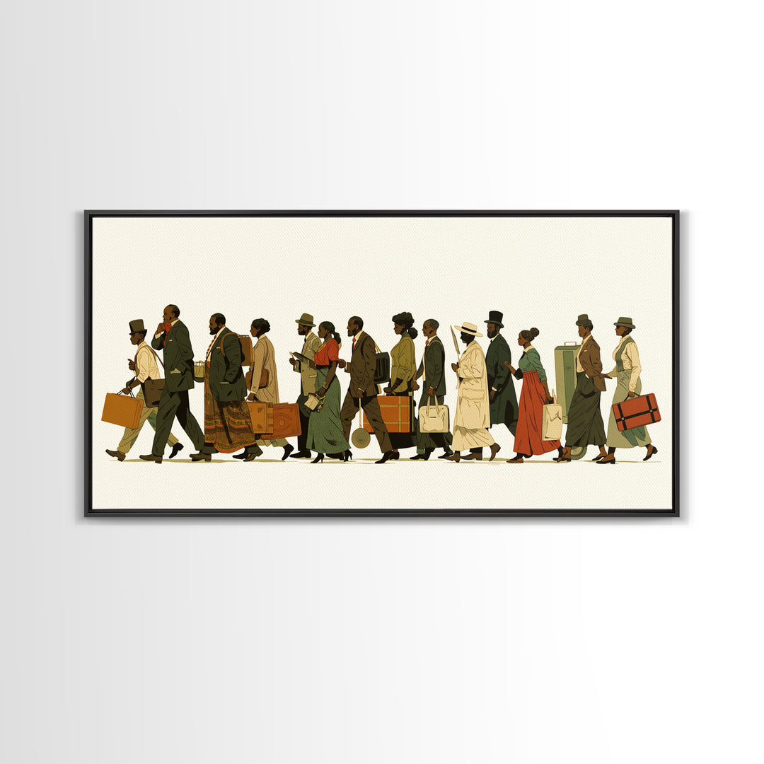 Elegant Black Travelers Procession Wall Art, African American Art, Black Culture Art Print, Heritage Portrait For Living Room
