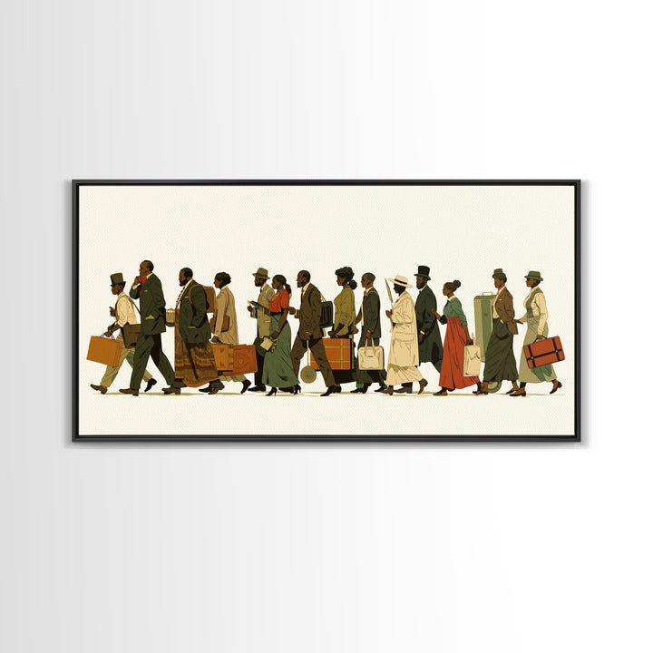 Elegant Black Travelers Procession Wall Art, African American Art, Black Culture Art Print, Heritage Portrait For Living Room