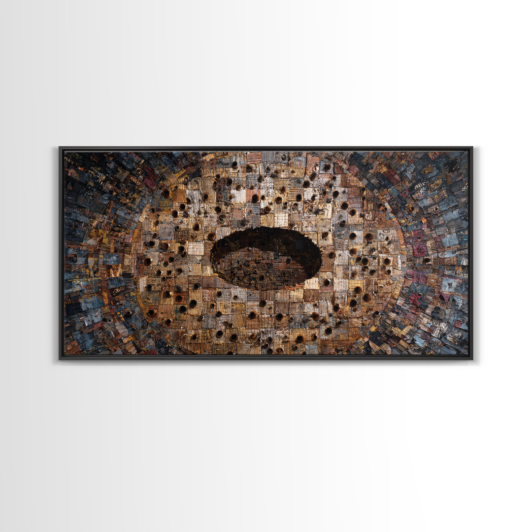 Weathered Bronze Tribal Mask Portal Wall Art, Abstract African Art, Kifwebe Mask Decor, Cultural Wall Decor, Statement Piece
