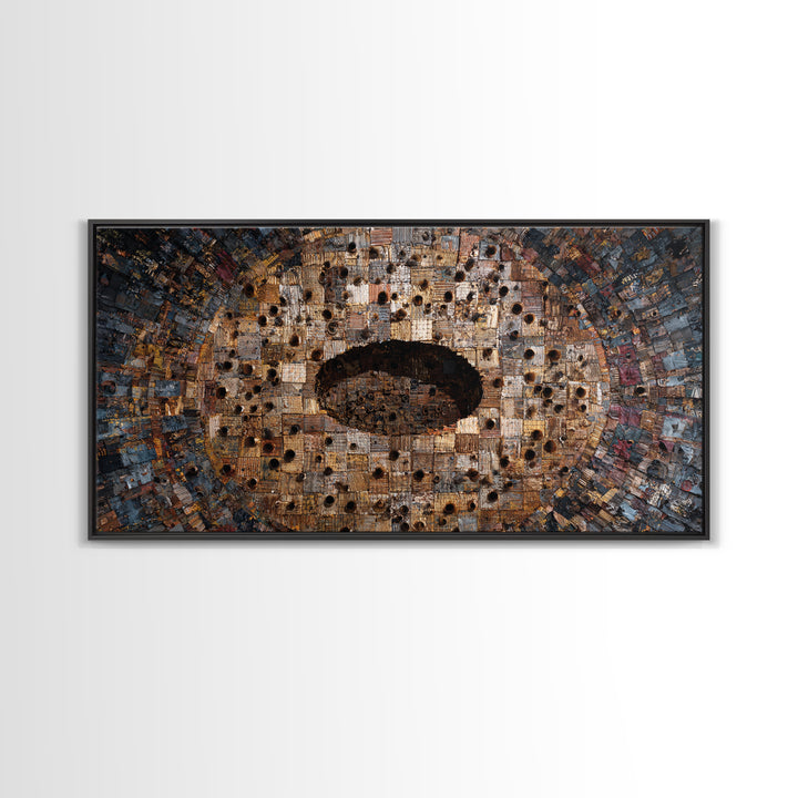 Weathered Bronze Tribal Mask Portal Wall Art, Abstract African Art, Kifwebe Mask Decor, Cultural Wall Decor, Statement Piece