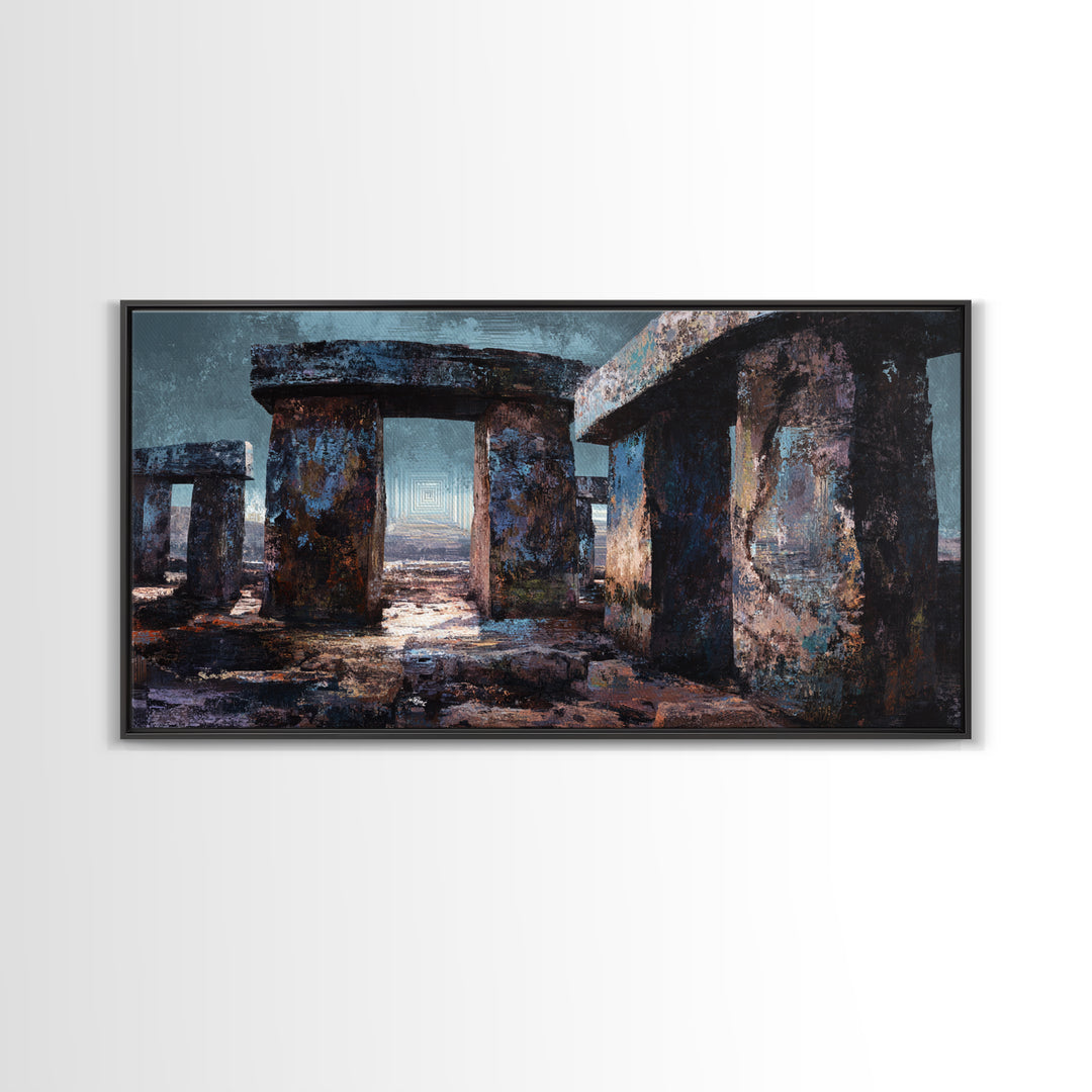 Moody Ancient Stone Circle Ruins Wall Art, African Inspired Landscape, Mystical Wall Decor, Rustic Home Decor, Gallery Art