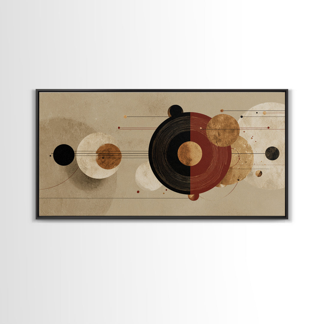 Earth Tone Abstract Circles Wall Art, Mid Century Geometric Canvas Print, Burnt Orange Beige Modern Home Decor Gift For Living Room