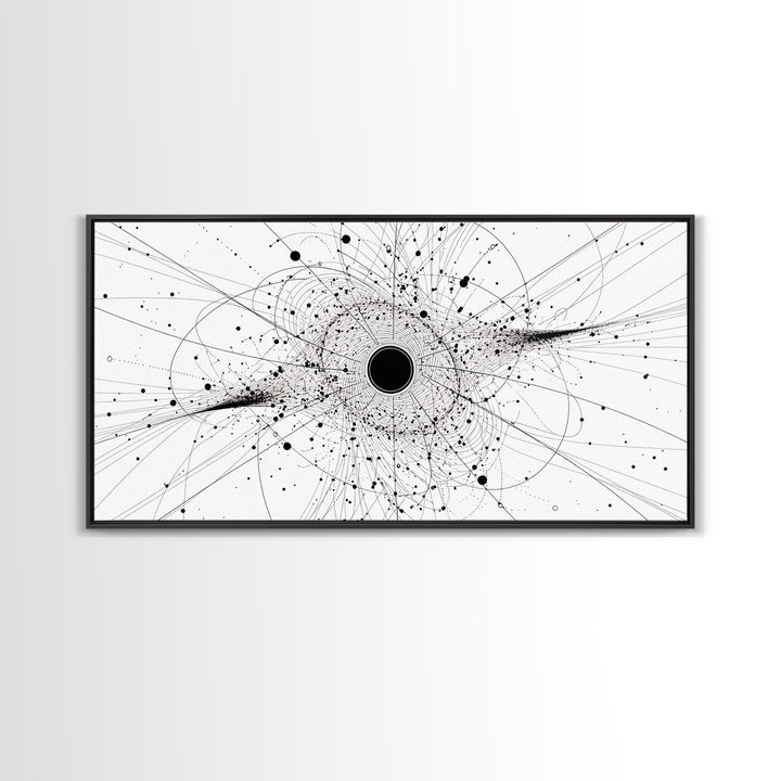 Minimal Black Hole Diagram Wall Art, Abstract Science Line Art, Modern Black And White Home Decor For Office Bedroom Gift