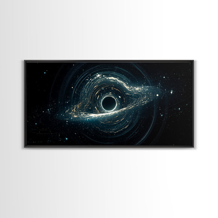 Luminous Cosmic Black Hole Canvas Print, Modern Galaxy Wall Art, Blue Abstract Space Decor For Bedroom Office Home Art Gift
