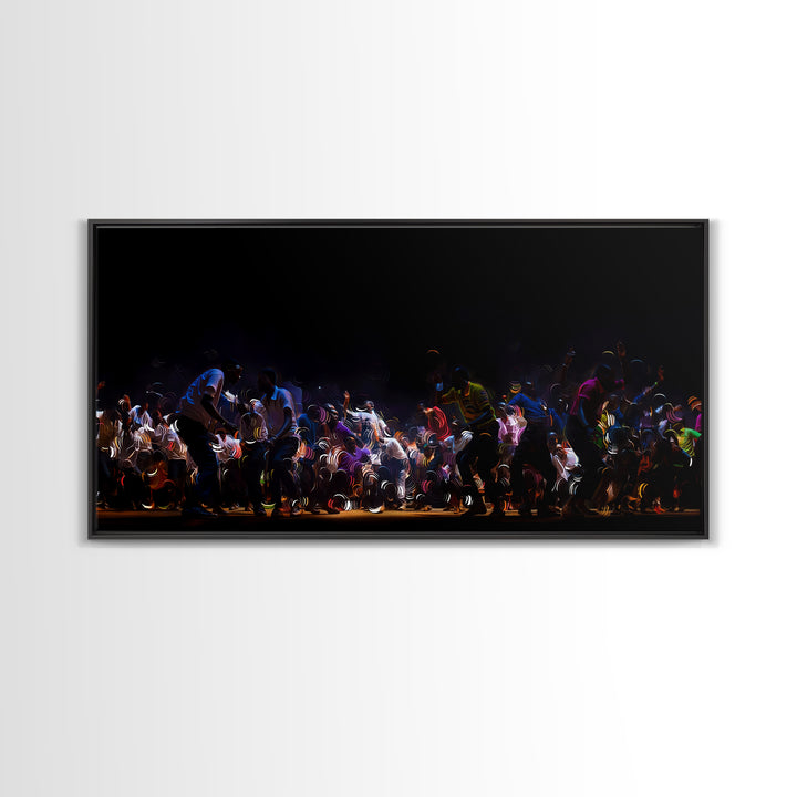 Night Festival African Dance Troupe Canvas Print, Dramatic Black Wall Art, Cultural Celebration Decor, Afrocentric Artwork