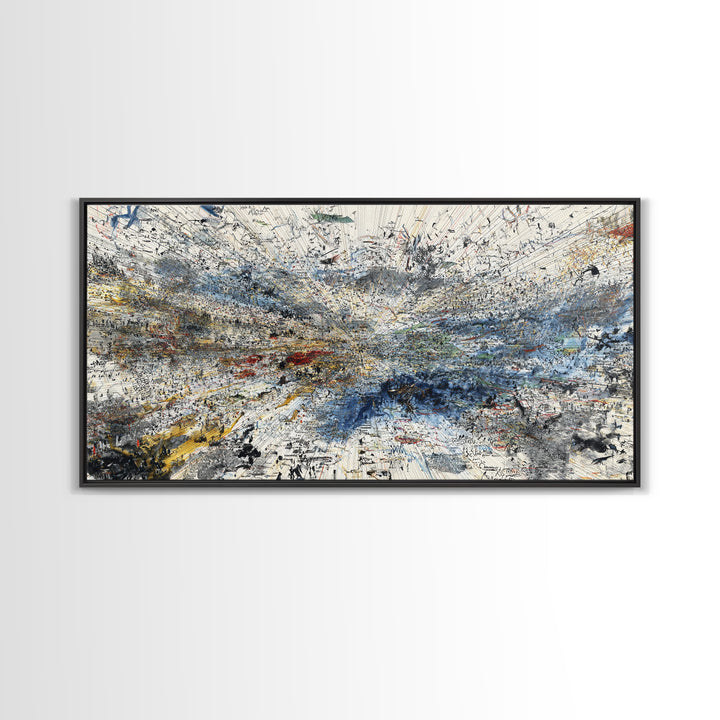Abstract Blue White Landscape Wall Art, Textured Modern African Inspired Painting, Large Office Decor, Contemporary Print