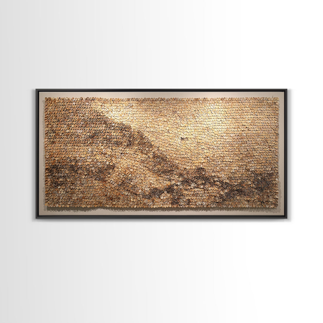 Cowrie Shell Mountain Wall Art, Textured African Landscape, Neutral Earth Tone Decor, Unique Home Decor, Boho Modern Canvas Print