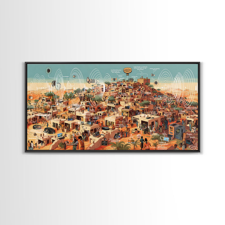 Futuristic Desert African City Wall Art, Afrocentric Urban Landscape, Modern African Art Print, Cultural Home Decor Gift