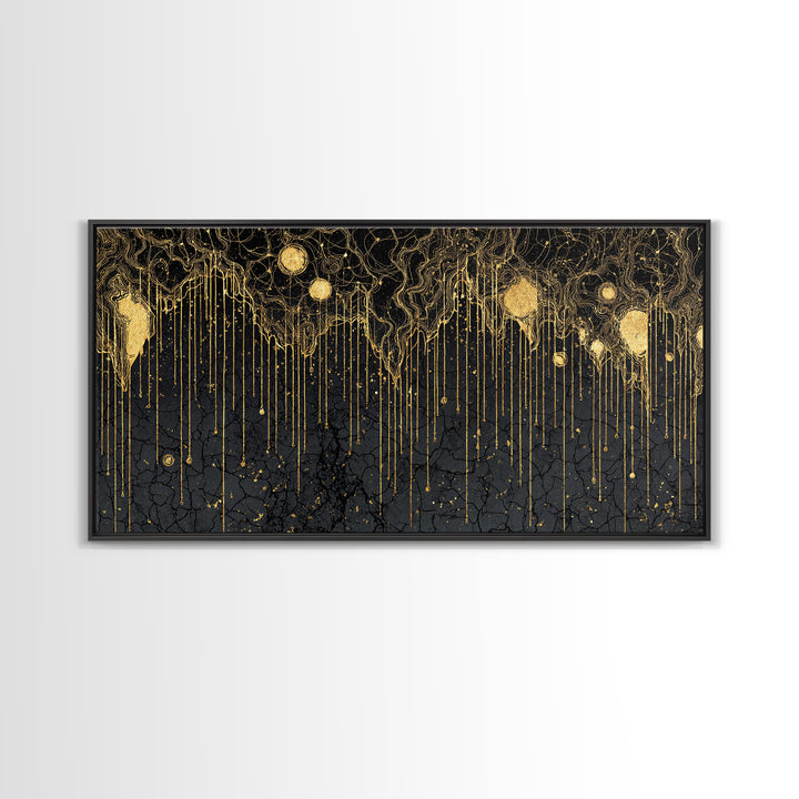 Black Gold Drip Abstract Wall Art, Luxury Canvas Print, Modern African Art Decor, Textured Statement Wall Decor Gift For Home