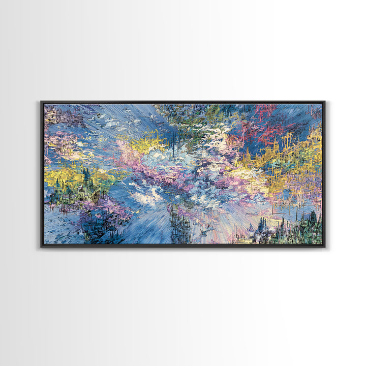 Dreamy Blue Pink Abstract Landscape Wall Art, Modern Canvas Print, Textured Art Print, Soft Nature Home Decor Gift For Her