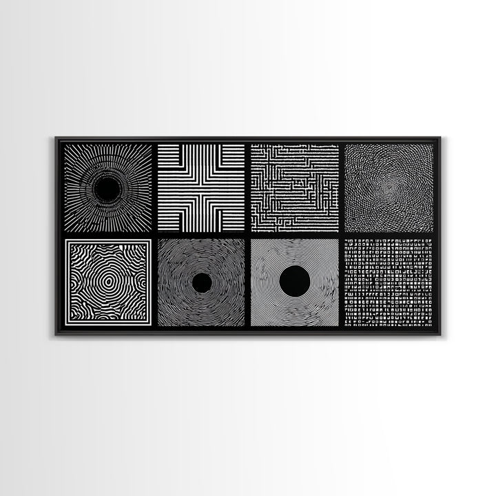 Black White Optical Pattern Canvas Print, African Abstract Geometric Art, Minimalist Modern Wall Decor, Bold Home Decor Gift