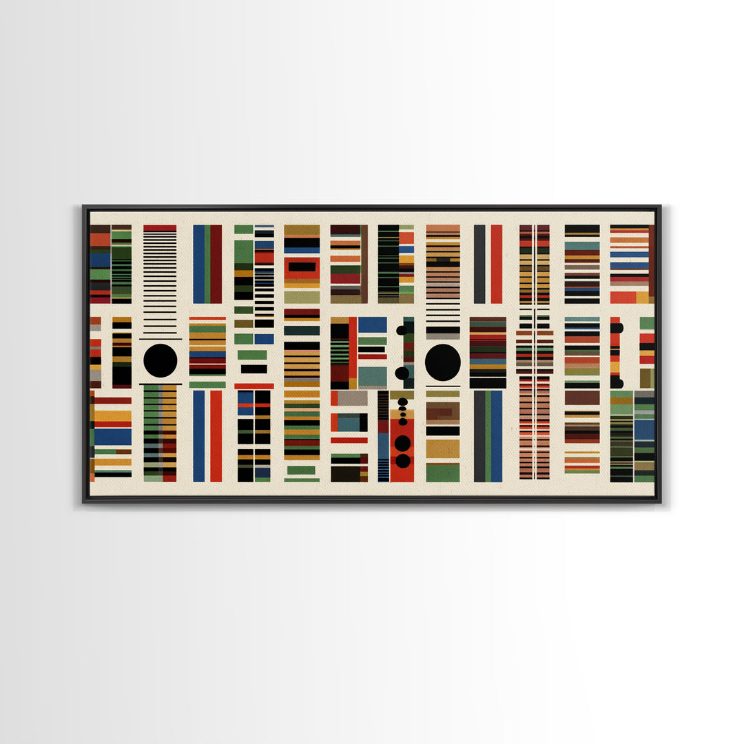 Minimalist African Textile Wall Art, Earth Tone Stripe Canvas Print, Kuba Inspired Geometric Decor For Modern Living Room
