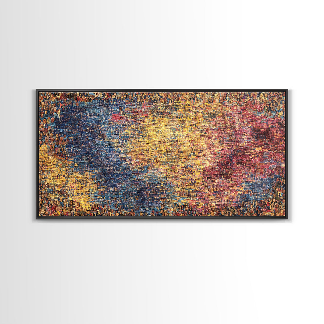 Abstract Crowd Mosaic Wall Art, Colorful African Art Abstract Canvas Print, Modern Textured Art, Statement Home Decor, Gift