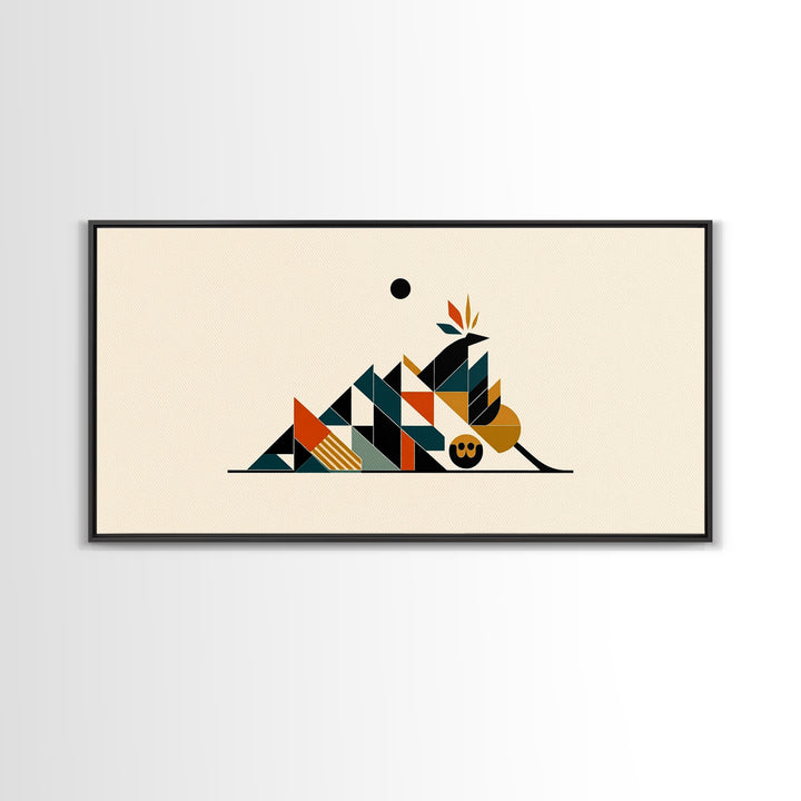 Minimalist Geometric Desert Symbols Wall Art, African Inspired Abstract Shapes, Terracotta Teal Decor, Modern Canvas Print