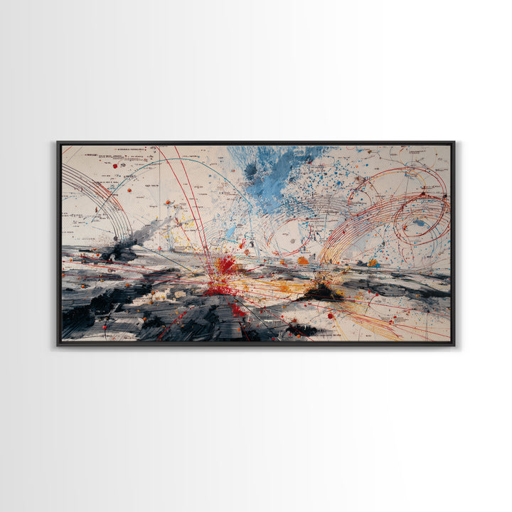 Abstract Battlefield Energy Canvas Print, Modern Abstract Art, Bold Office Art, Red Blue Contemporary Statement Wall Decor