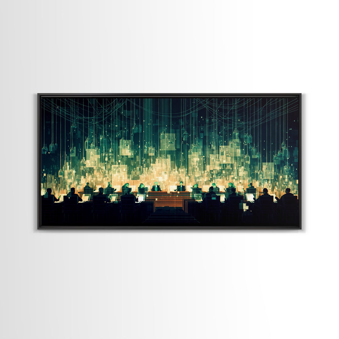 Futuristic Digital City Control Room Wall Art, Modern Canvas Art, Afrofuturism Decor, Tech Office Art, Statement Decor
