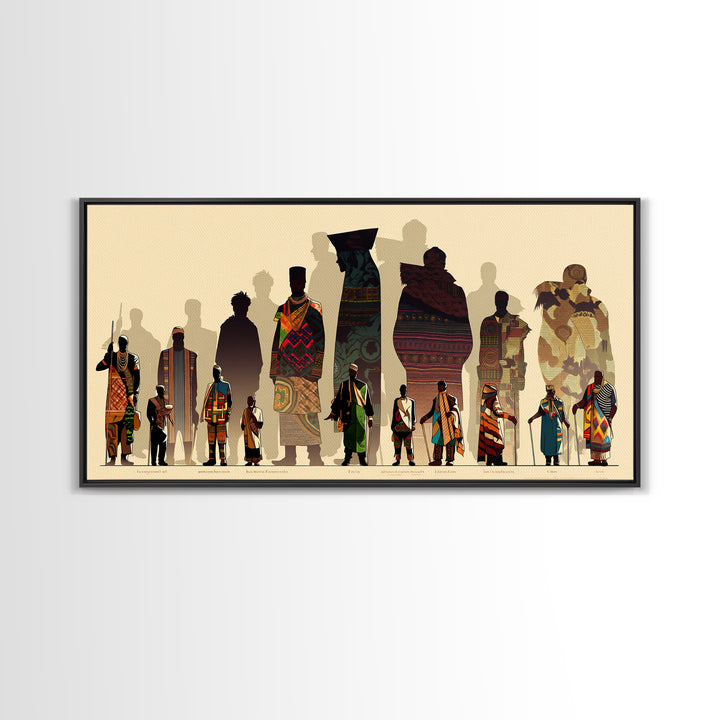 Tall African Fashion Silhouettes Wall Art, Ankara Textile Patterns, Cultural Portrait Canvas Decor, Afrocentric Home Decor
