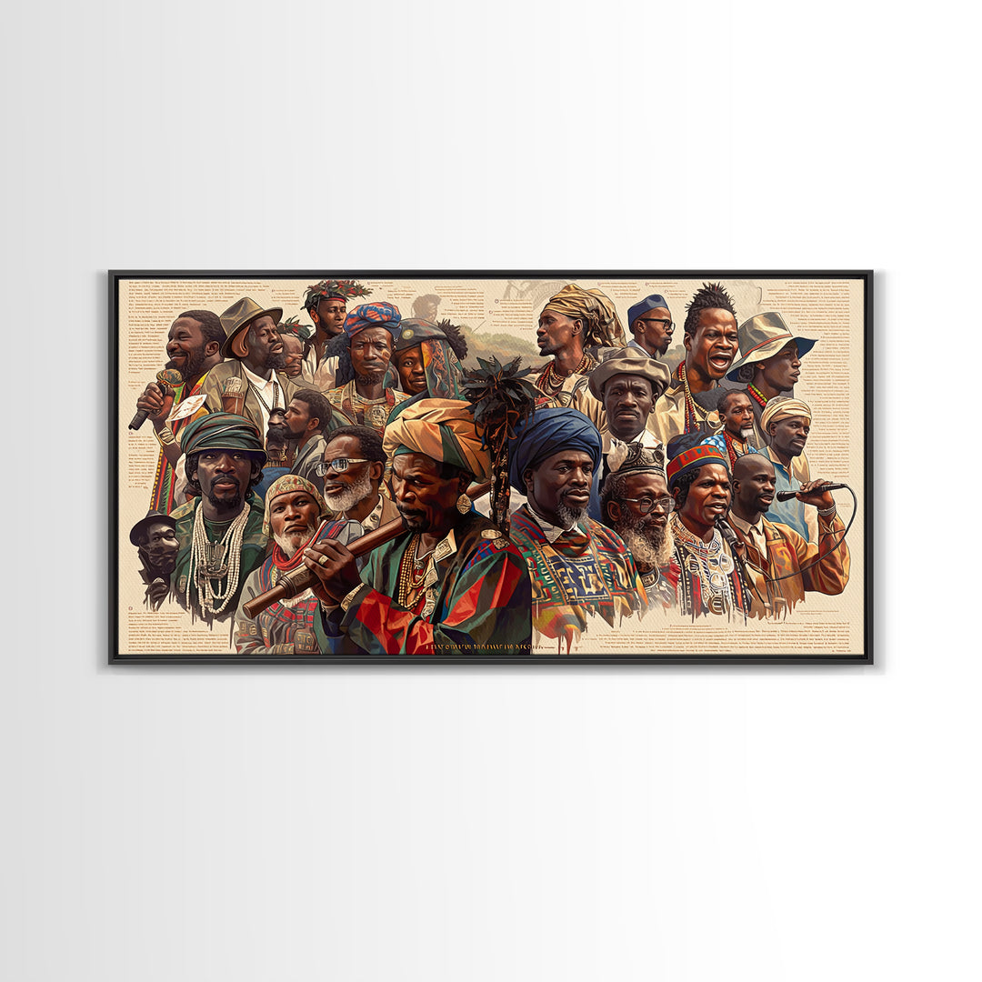 Vibrant African Elders And Musicians Canvas Print, Afrocentric Portrait Wall Decor, African Culture Art, Black Art Gift For Her