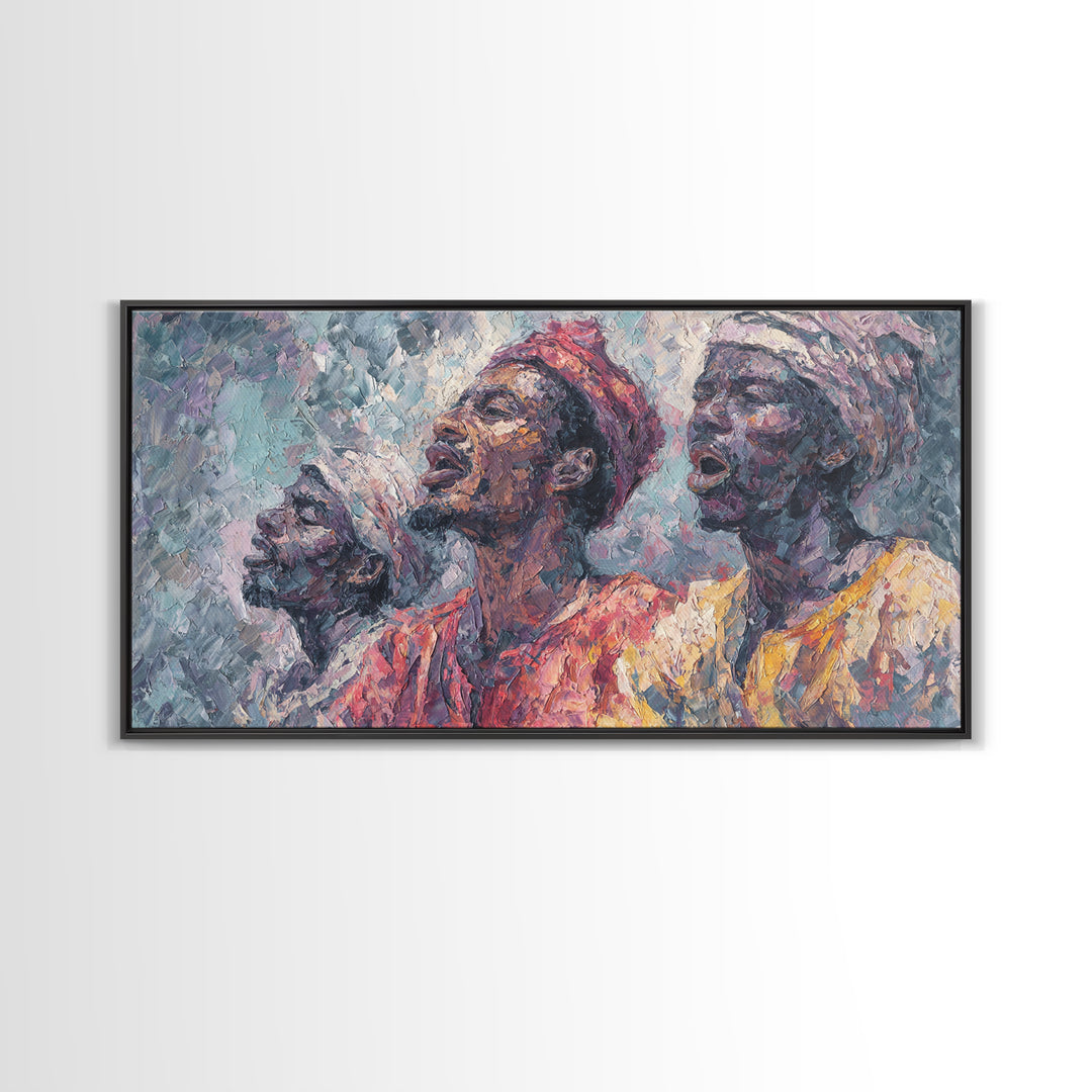 Three African Elders Portrait Wall Art, Impressionist African Painting, Black Culture Art, Afrocentric Home Decor Gift Print