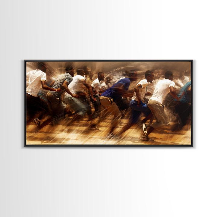 Urban African Runners In Motion Wall Art, Dynamic Black Culture Canvas Print For Gym Decor, Office Decor, And Modern Home Decor