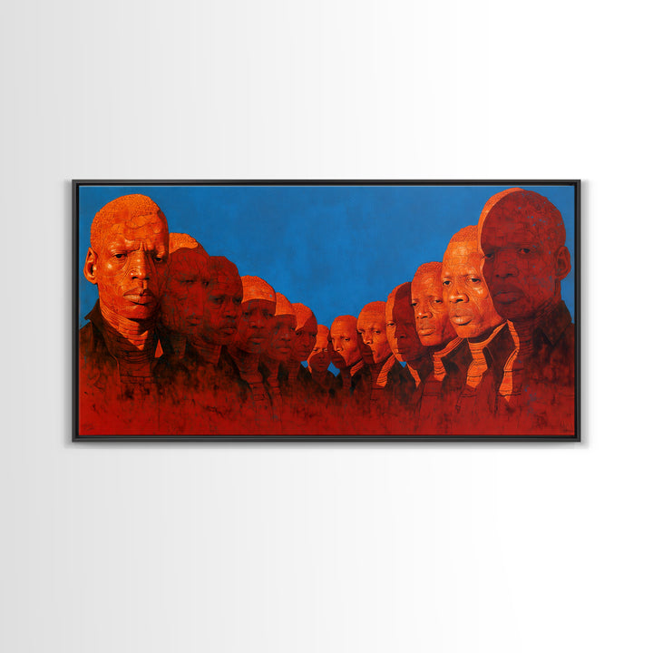 Bold Red African Warrior Portraits Wall Art, Afrocentric Canvas Print For Black Culture Decor, Statement Living Room Art