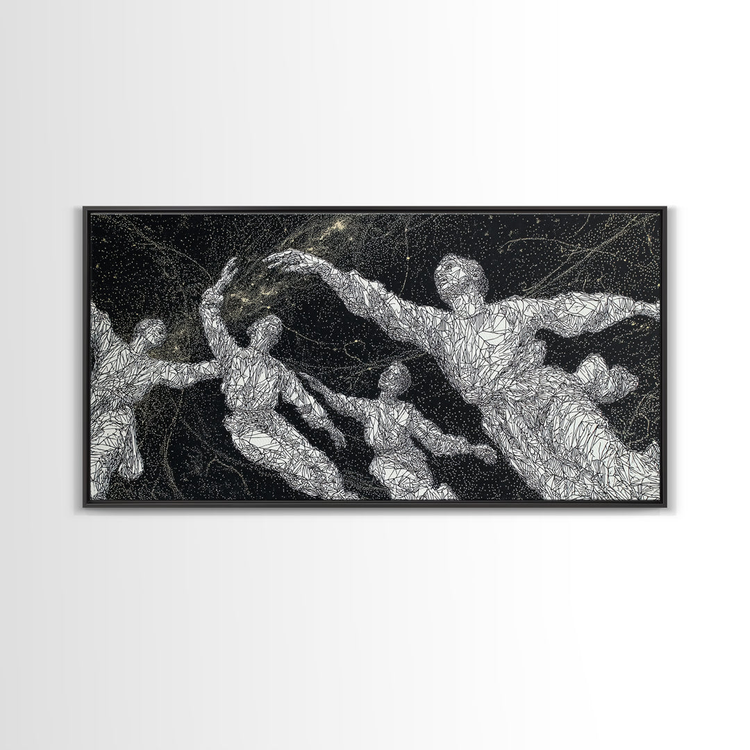Black And White Dancing Figures Wall Art, African Contemporary Art Print, Expressive Movement Decor For Modern Studio Room