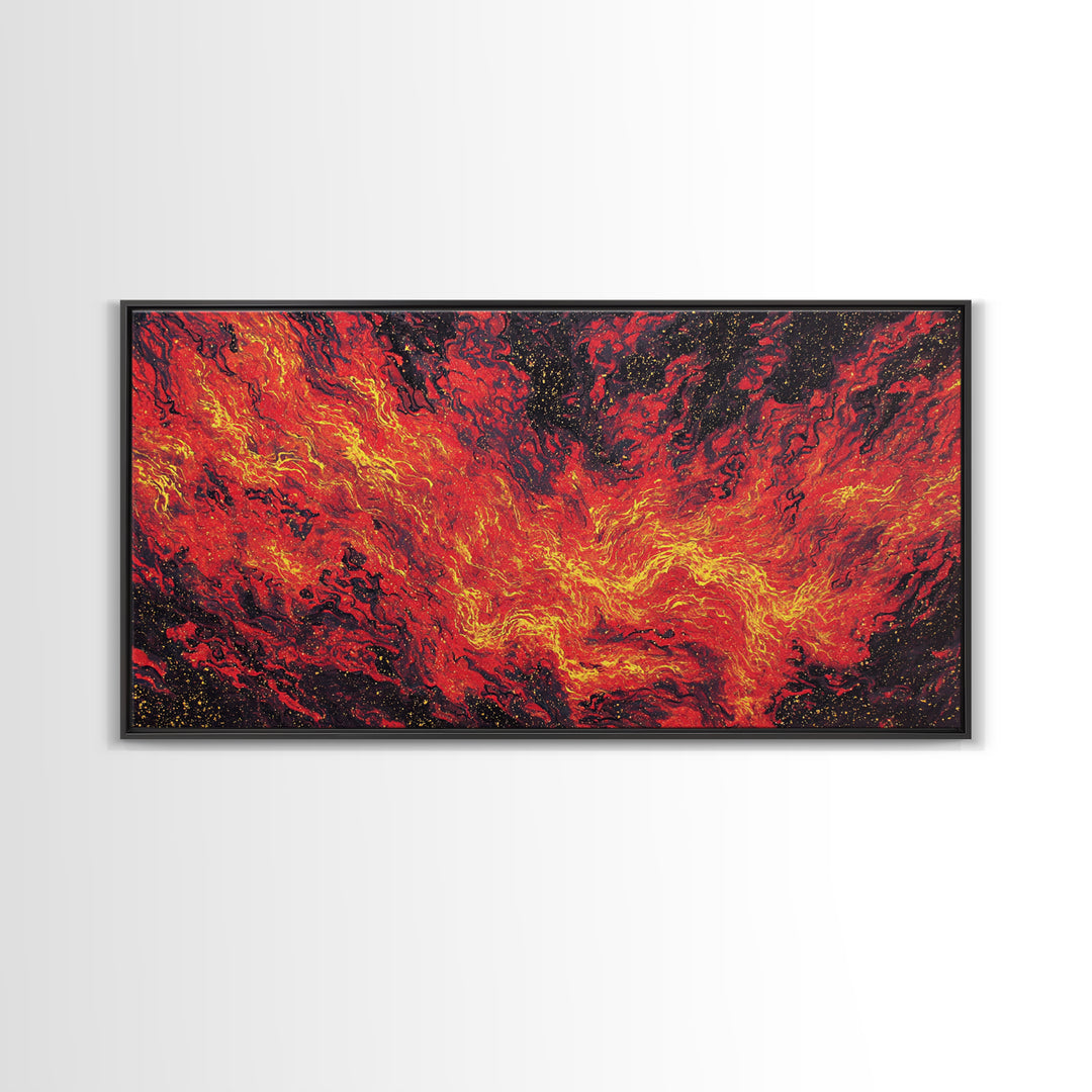 Fiery Red Lava Flow Canvas Print, Abstract Wall Art, Burnt Orange Art, Modern Home Decor, Bold Living Room Painting, Statement Piece