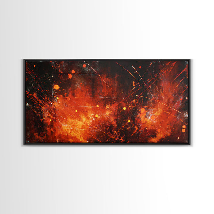 Red Orange Abstract Fire Canvas Print, Modern African Inspired Wall Decor, Bold Contemporary Art, Burnt Orange Living Room Decor
