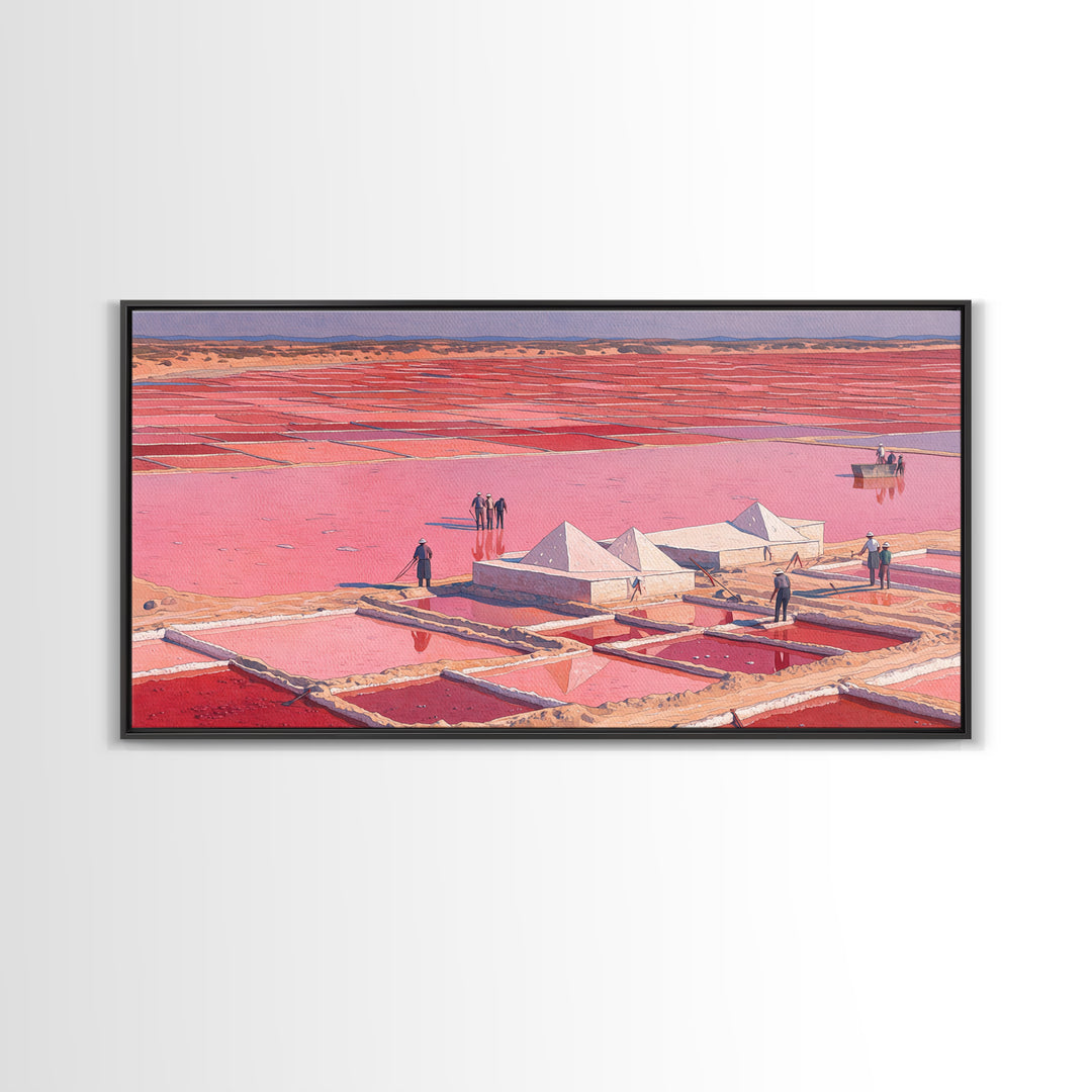 Pink Salt Pans And Desert Canvas Print, African Landscape Art, West Africa Travel Decor, Unique Coastal Wall Decor Home Gift