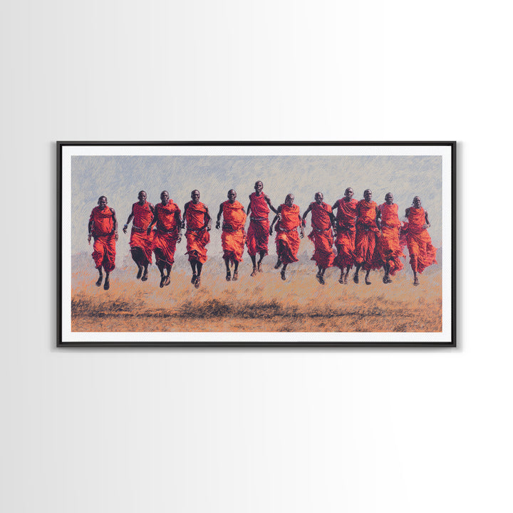 Maasai Warriors In Red Robes Wall Art, African Warrior Art, East African Culture, Tribal Art Print, Safari Decor Gift For Him